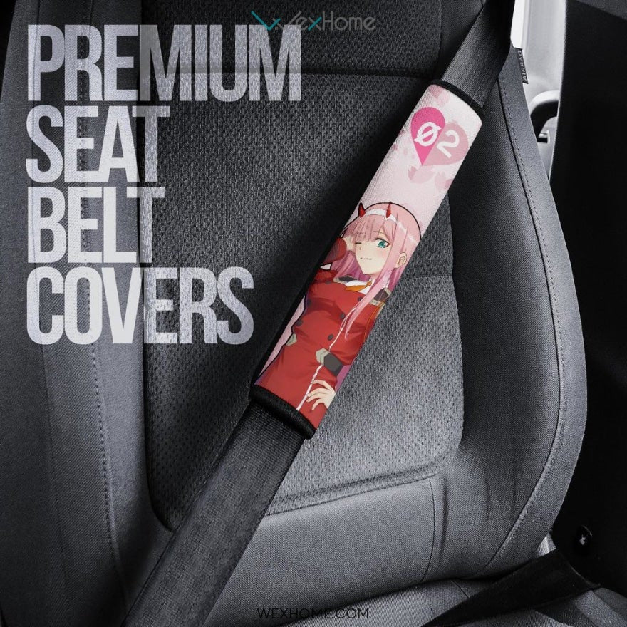 Darling In The Franxx Anime Seat Belt Covers | Zero Two Chibi Cherry Blossom Belt Covers
