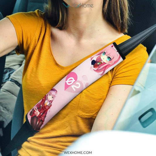 Darling In The Franxx Anime Seat Belt Covers | Zero Two Chibi Cherry Blossom Belt Covers