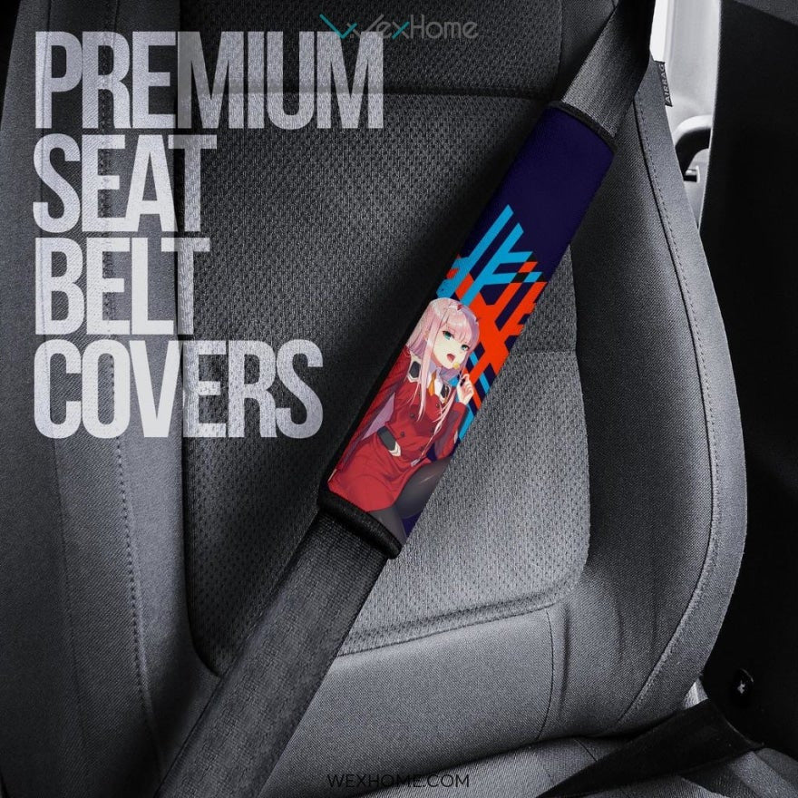 Darling In The Franxx Anime Seat Belt Covers | Strelizia Darling With Zero Two Cute Smiling Belt Covers