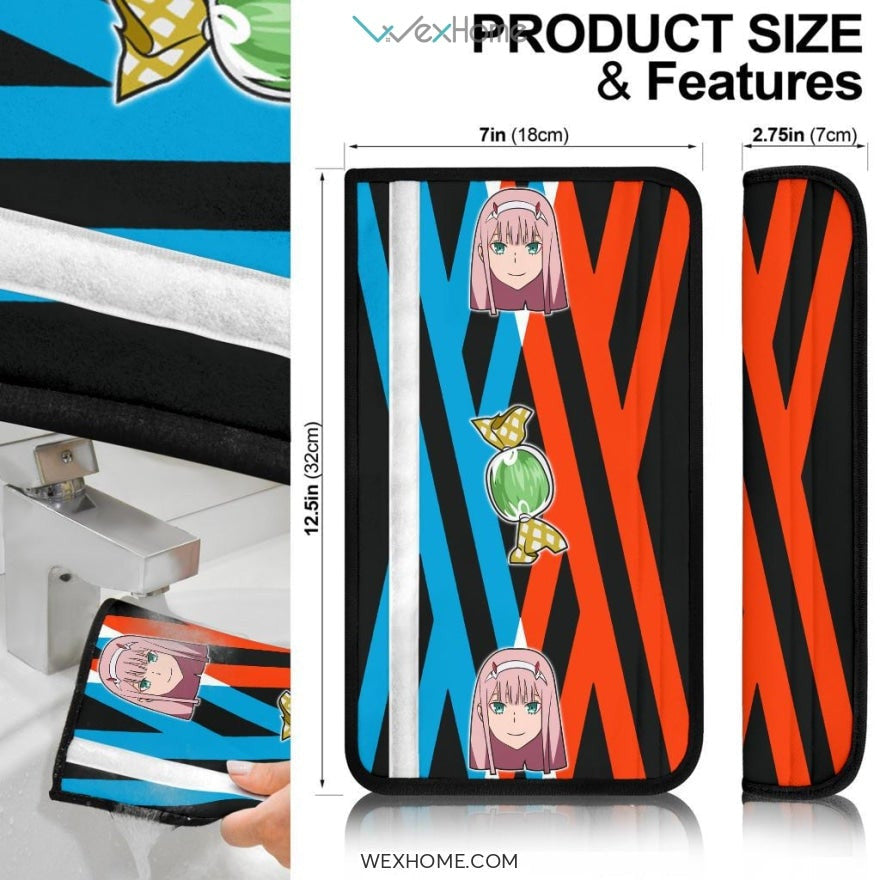 Darling In The Franxx Anime Seat Belt Covers | Zero Two Cute Faces Belt Covers