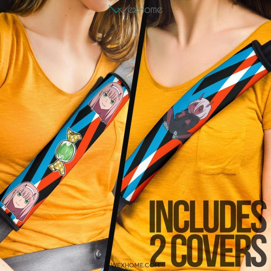 Darling In The Franxx Anime Seat Belt Covers | Zero Two Cute Faces Belt Covers