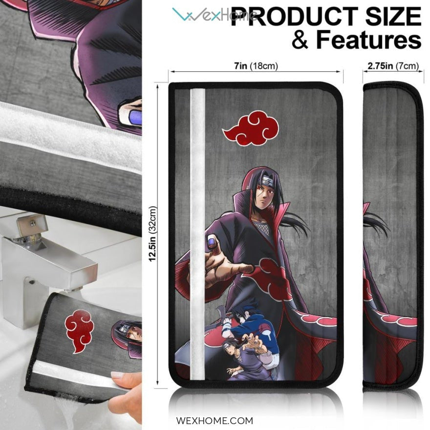 Naruto Anime Seat Belt Covers | Itachi Uchiha Sharingan Akatsuki Ring Belt Covers