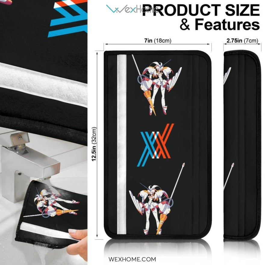 Darling In The Franxx Anime Seat Belt Covers | Zero Two White Strelitzia Belt Covers
