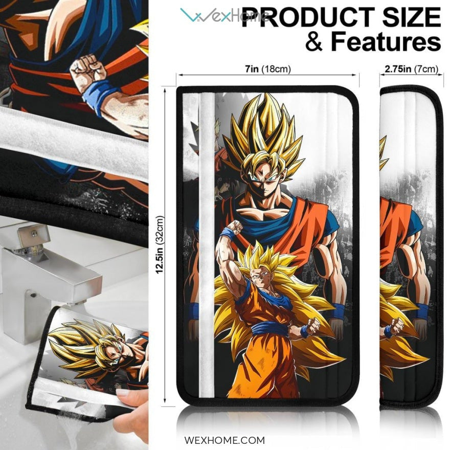 Dragon Ball Anime Seat Belt Covers | DB Goku Universe Yelllow Hair Vs Golden Frieza Belt Covers