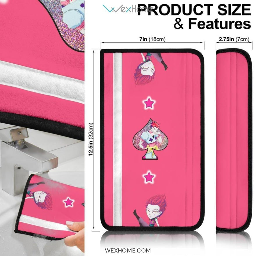 Hunter x Hunter Anime Seat Belt Covers | Funny Hisoka Patterns Pink Belt Covers