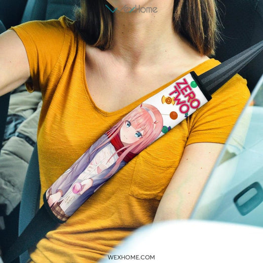 Darling In The Franxx Anime Seat Belt Covers | Zero Two School Girl Candy Belt Covers