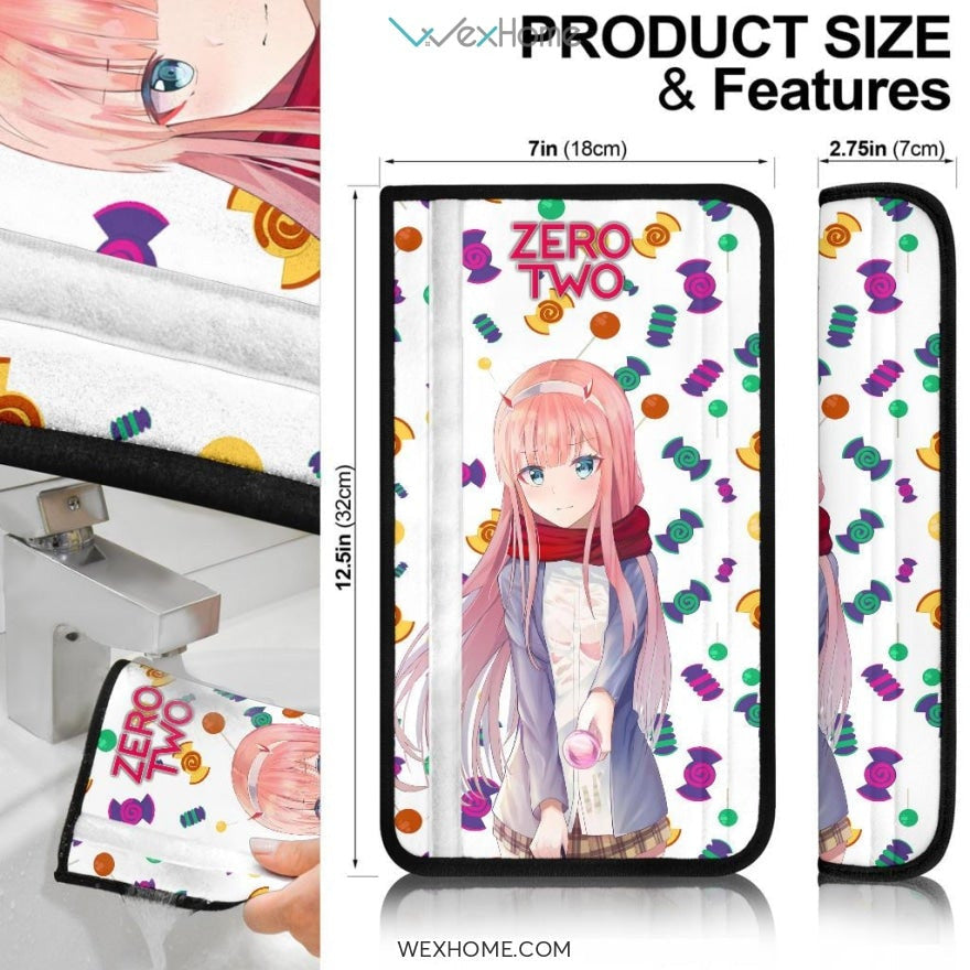 Darling In The Franxx Anime Seat Belt Covers | Zero Two School Girl Candy Belt Covers