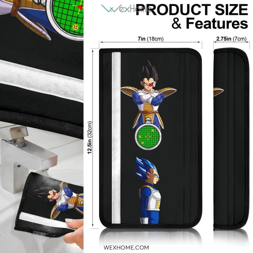 Dragon Ball Anime Seat Belt Covers | DB Vegeta Saiyan Finding Dragon Balls Compass Belt Covers