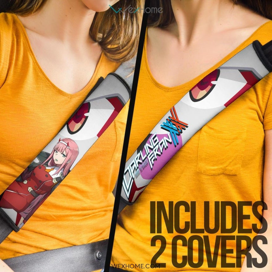 Darling In The Franxx Anime Seat Belt Covers | Strelizia Darling And Captain Zero Two In Battle Belt Covers