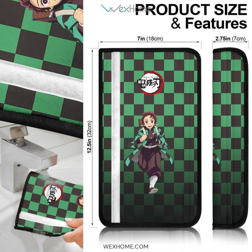 Tanjiro Kamado Seat Belt Covers Demon Slayers Anime Car Accessories