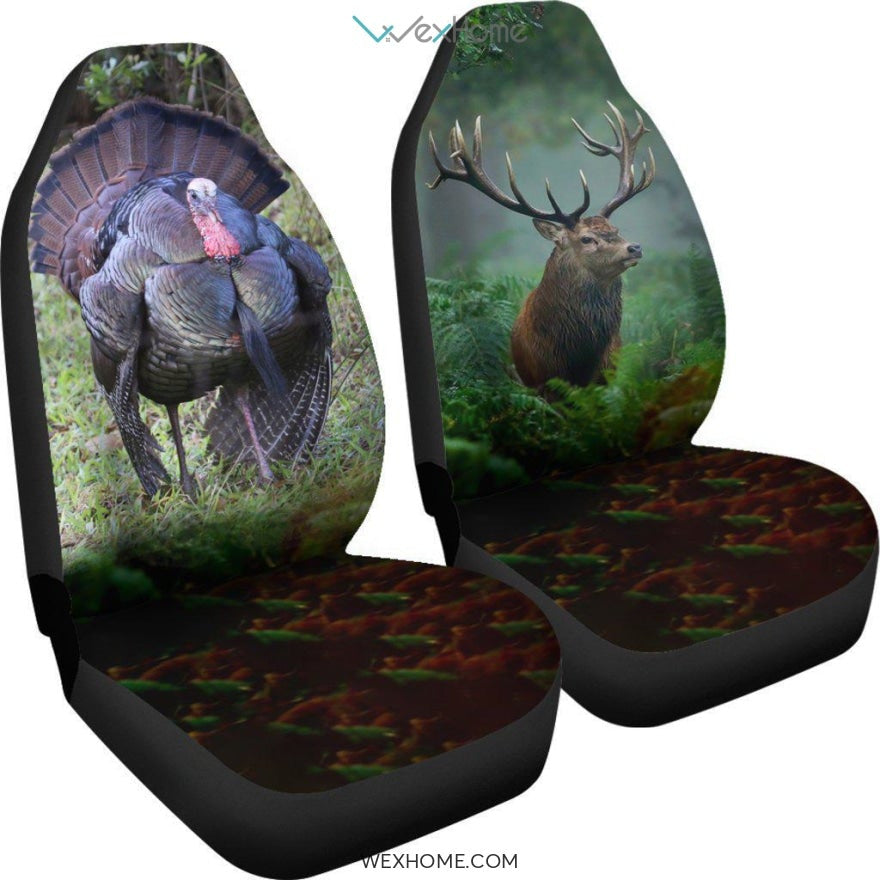 2pcs Awesome Turkey and Deer Car Seat Cover