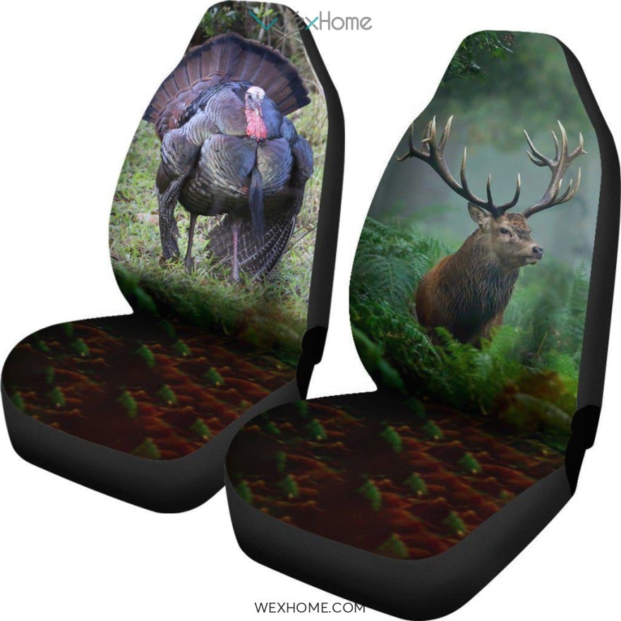 2pcs Awesome Turkey and Deer Car Seat Cover