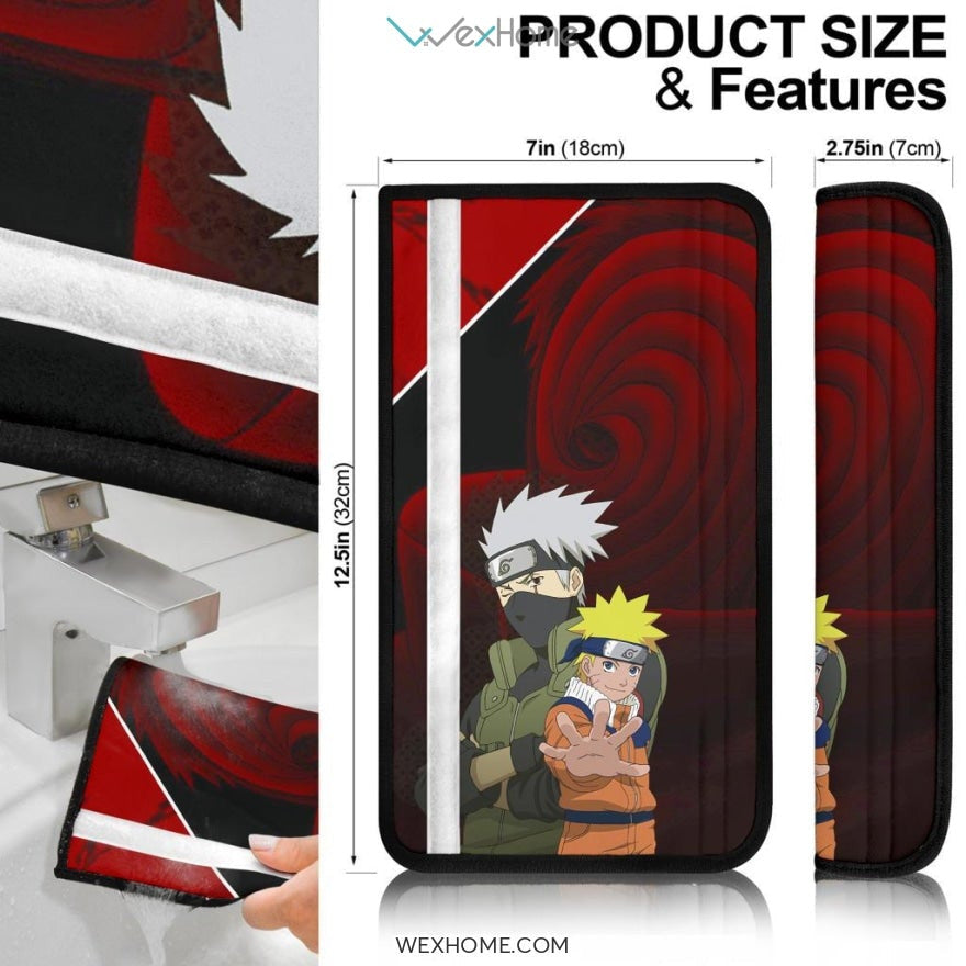 Naruto Anime Seat Belt Covers | Naruto And Kakashi Vs Obito Red Theme Belt Covers