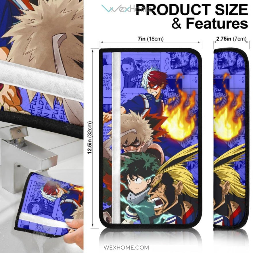 My Hero Academia Anime Seat Belt Covers | MHA Heroes Vs Villains Dabi Mix Comic Manga Belt Covers