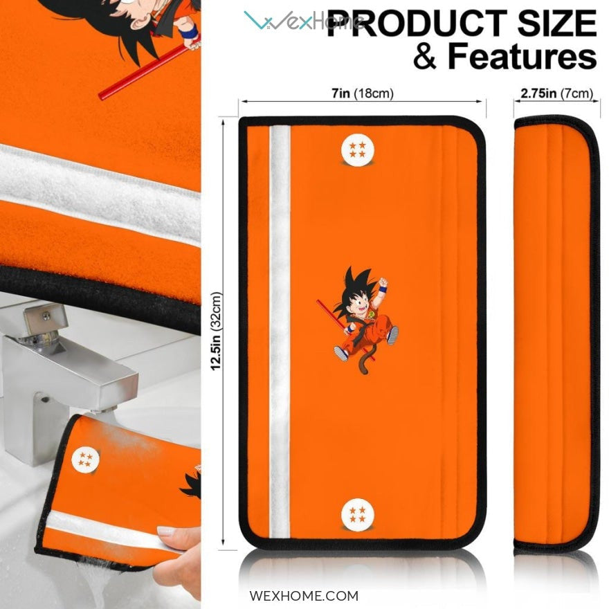 Dragon Ball Anime Seat Belt Covers | Little Goku And Flying Nimbus Belt Covers