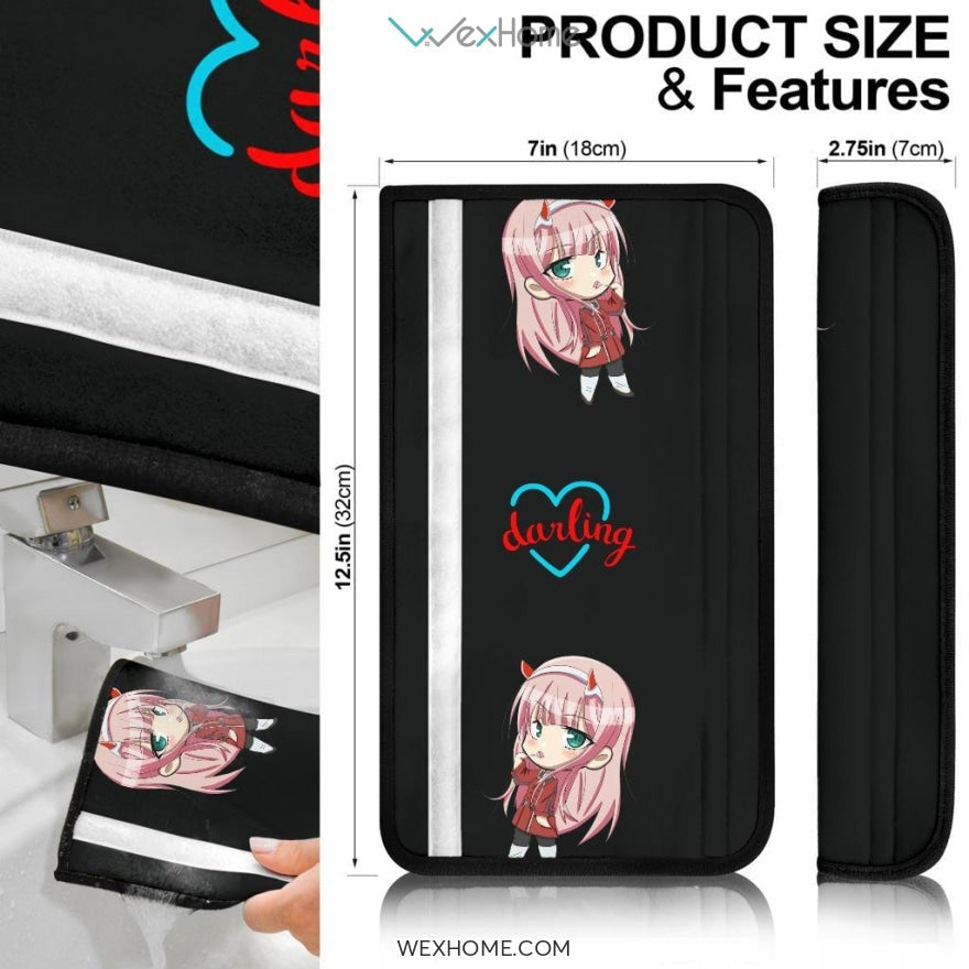 Darling In The Franxx Anime Seat Belt Covers | Chibi Zero Two Hungry Eating Belt Covers