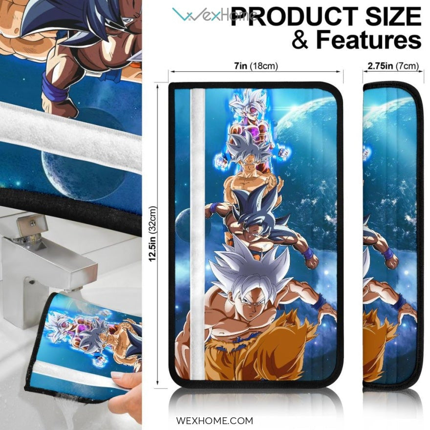 Dragon Ball Anime Seat Belt Covers | Goku White Hair In Battle Blue Galaxy Belt Covers