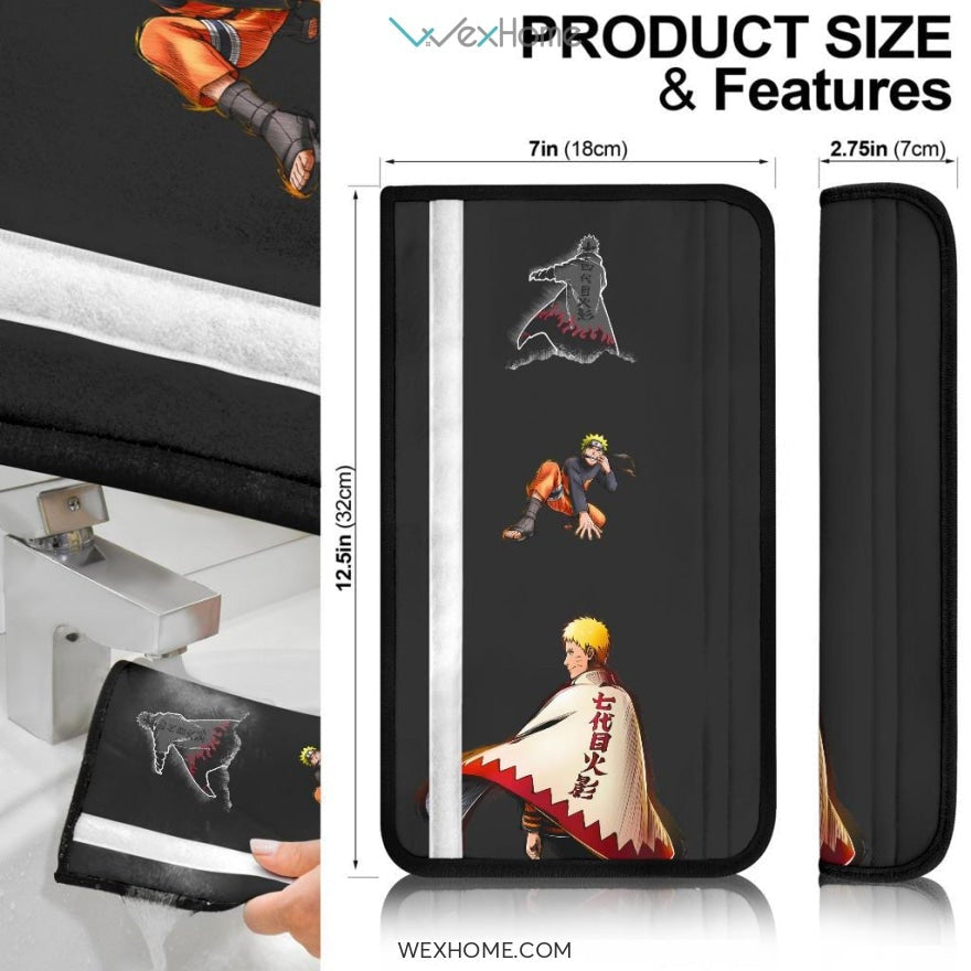 Naruto Anime Seat Belt Covers | Naruto With Minato Son And Father Hokage Belt Covers