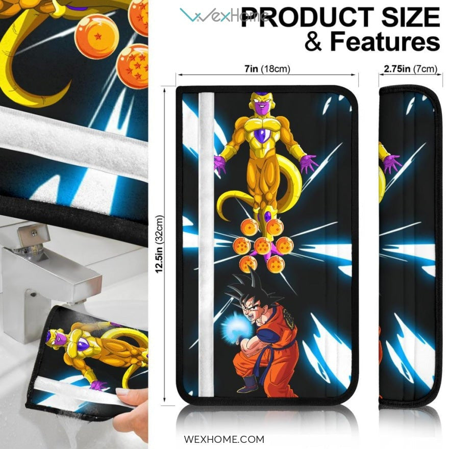 Dragon Ball Anime Seat Belt Covers | DB Golden Frieza Vs Goku Kamehameha Belt Covers
