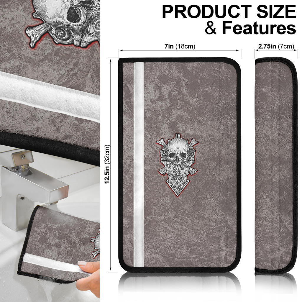 Valentine Seat Belt Covers Medieval Skull With Angel Wings Red Heart Belt Covers