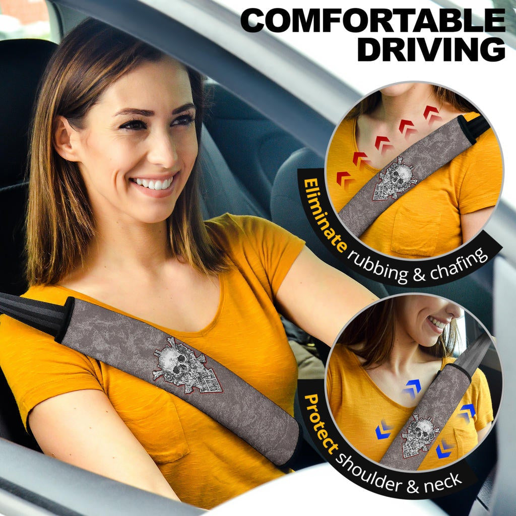 Valentine Seat Belt Covers Medieval Skull With Angel Wings Red Heart Belt Covers