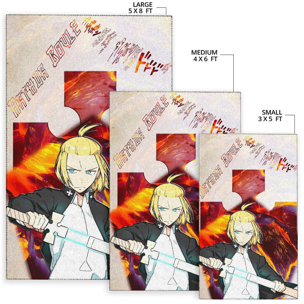 Fire Force Anime Area Rug Arthur Boyle Lighting Sword Fire Rugs Home Decor