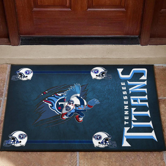 Tennessee Titans American Football Team Door Mat Funny Little Player On Claw Scratches Helmet Patterns Door Mat Home Decor