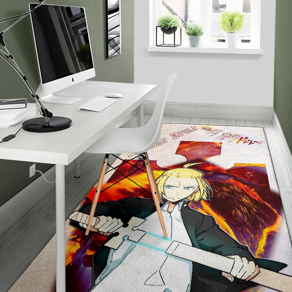 Fire Force Anime Area Rug Arthur Boyle Lighting Sword Fire Rugs Home Decor