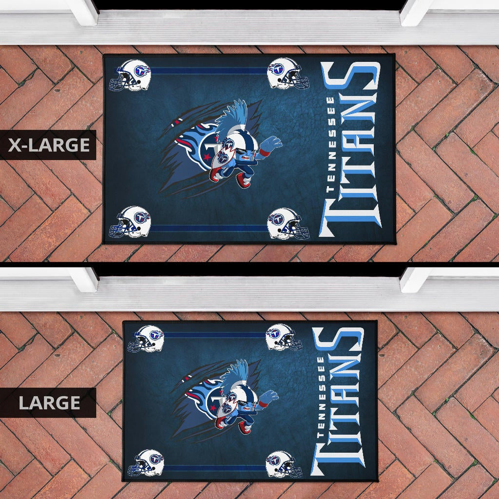 Tennessee Titans American Football Team Door Mat Funny Little Player On Claw Scratches Helmet Patterns Door Mat Home Decor