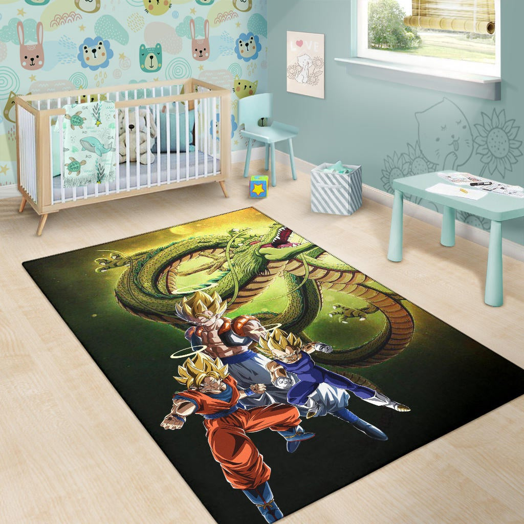 Dragon Ball Anime Area Rug - DB Goku Vegeta Halo With Shiny Shernon Rugs Home Decor
