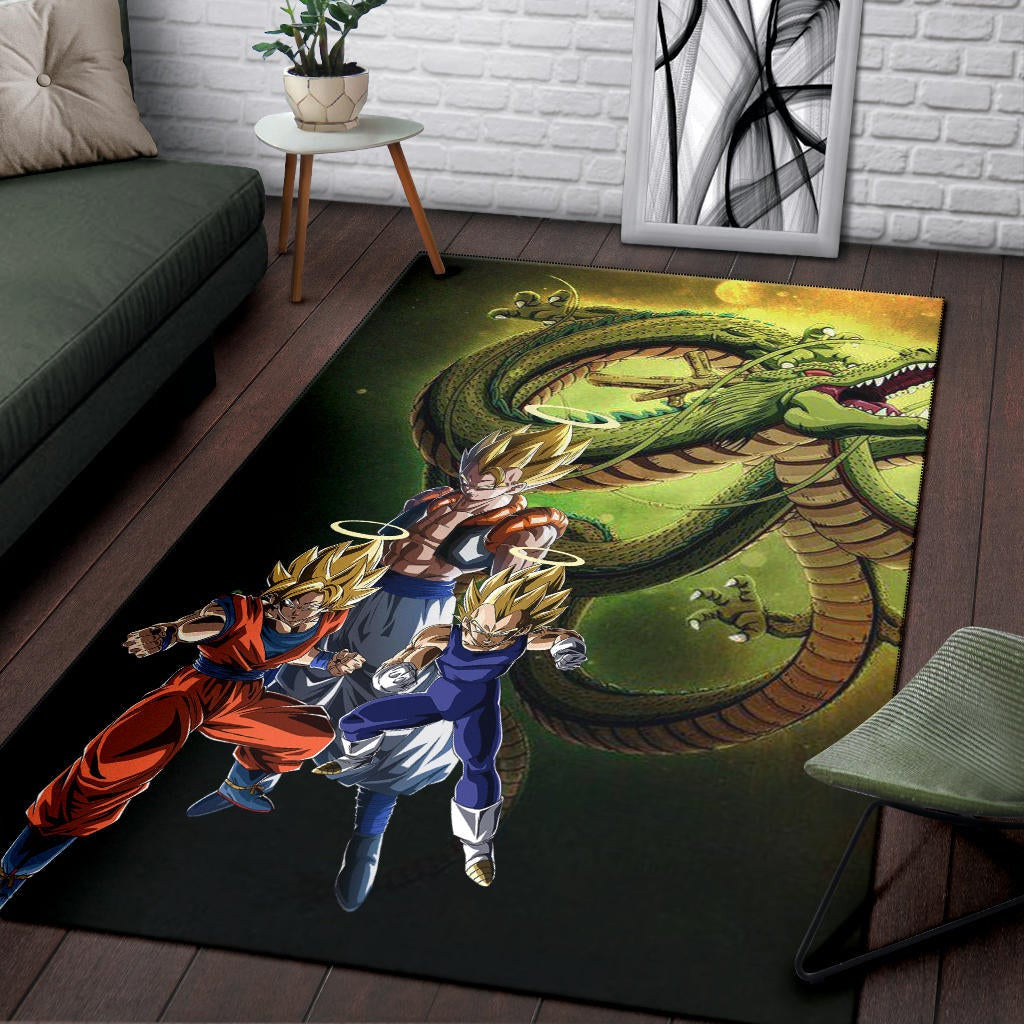 Dragon Ball Anime Area Rug - DB Goku Vegeta Halo With Shiny Shernon Rugs Home Decor