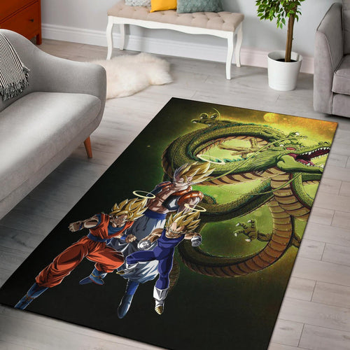 Dragon Ball Anime Area Rug - DB Goku Vegeta Halo With Shiny Shernon Rugs Home Decor