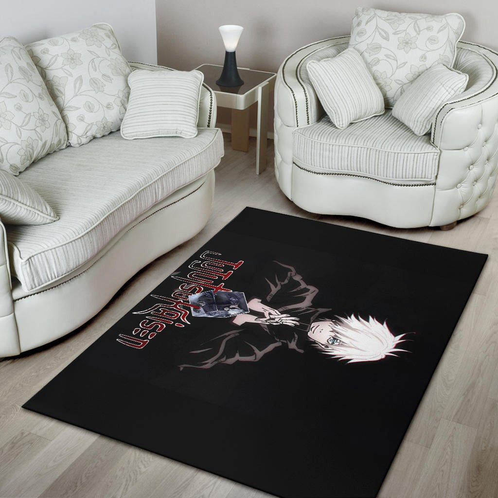 Jujutsu Kaisen Anime Area Rug Cool Satoru Gojo Holding Eye Rubik Prison Realm Rugs Home Decor