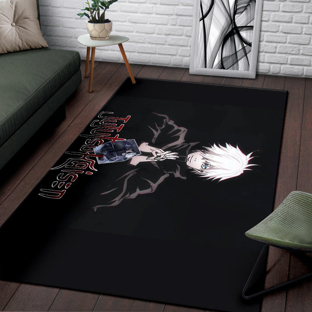 Jujutsu Kaisen Anime Area Rug Cool Satoru Gojo Holding Eye Rubik Prison Realm Rugs Home Decor