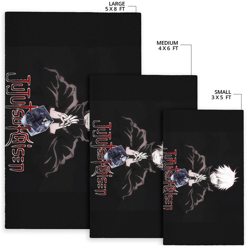Jujutsu Kaisen Anime Area Rug Cool Satoru Gojo Holding Eye Rubik Prison Realm Rugs Home Decor