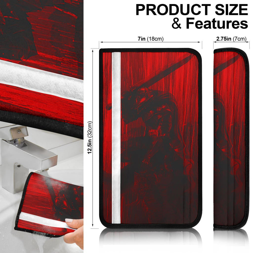 Berserk Anime Seat Belt Covers - Guts Armor Armadura With Sword Red Blood Rain Belt Covers