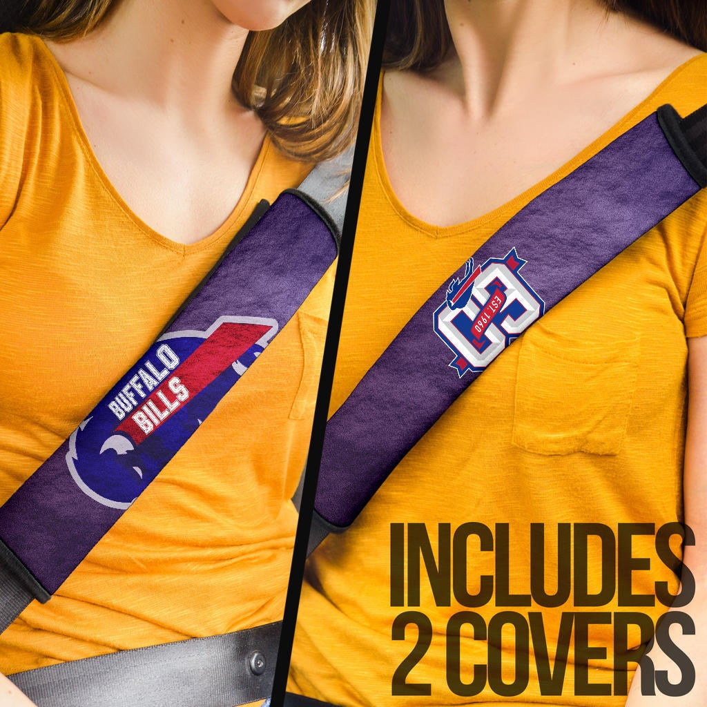Buffalo Bills American Football Team Seat Belt Covers Blue Strongest Buffalo Fighting Est 1960 Text Belt Covers