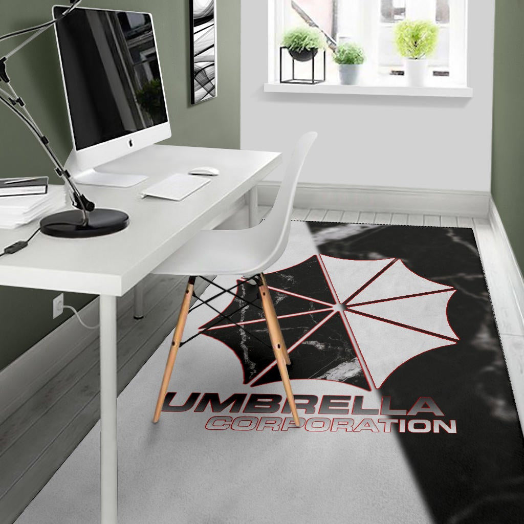 Resident Evil Game Area Rug - Umbrella Corp Symbol Black White Yin And Yang Rugs Home Decor