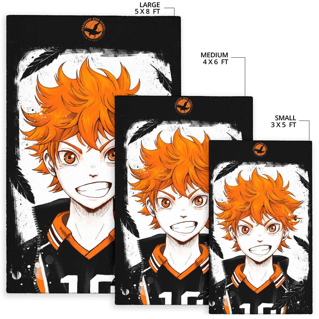 Haikyuu Anime Area Rug - Shouyou Hinata 10 High School Raven Black Orange Rugs Home Decor