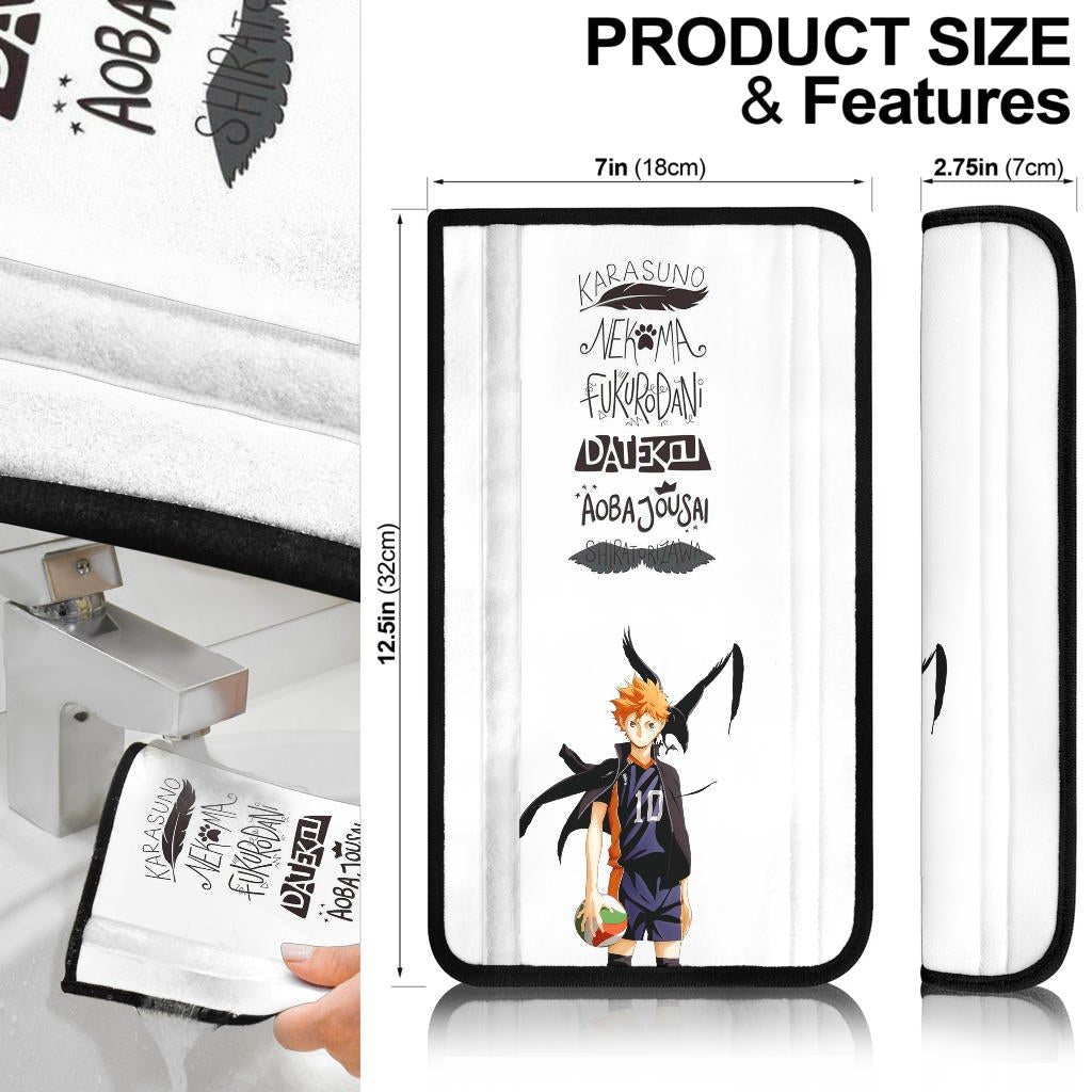 Haikyuu Anime Seat Belt Covers - Hinata And Kageyama Karasuno Team Text Belt Covers