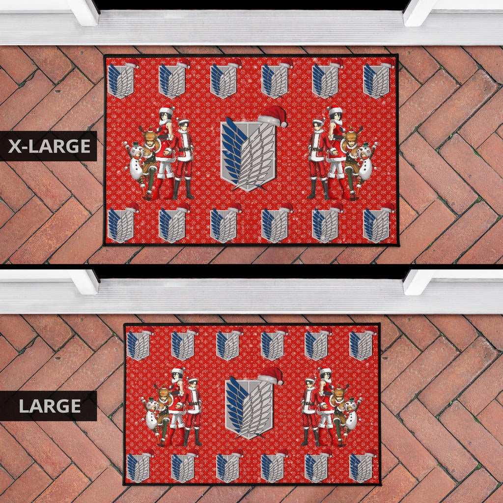 Attack On Titan Anime Door Mat - AOT Merry Christmas Outfit Wings Patterns Door Mat