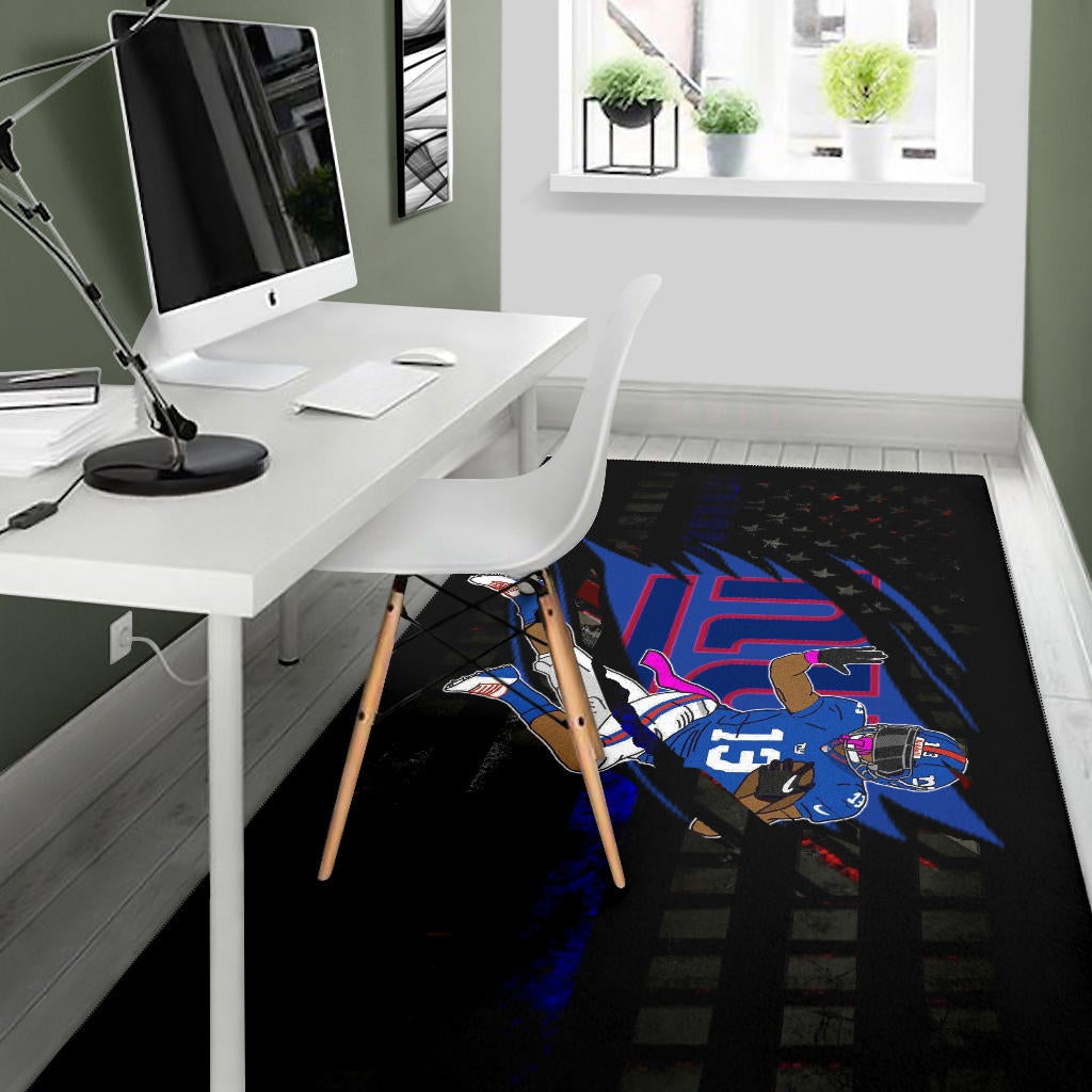 New York Giants American Football Team Area Rug Player 13 Protecting Rugby Ball On Claw Scratches Rugs Home Decor