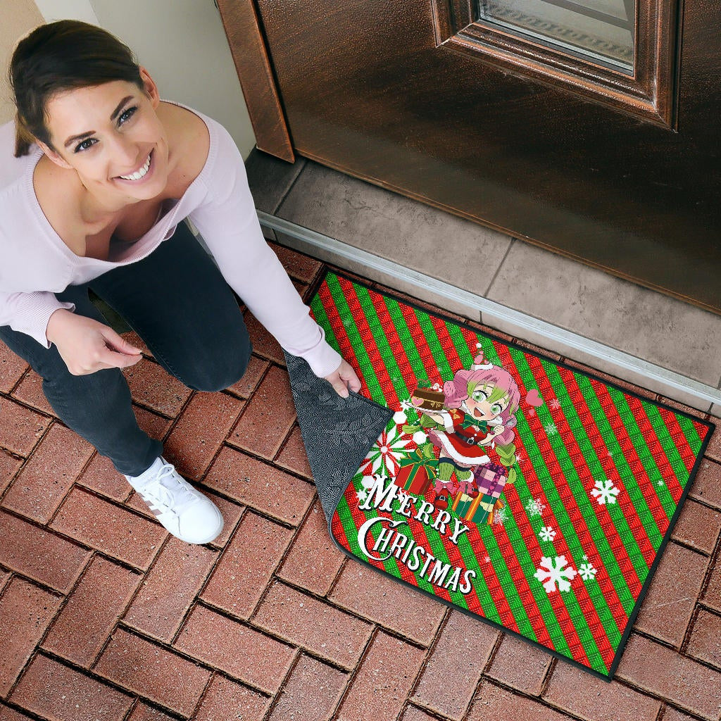 Demon Slayer Anime Door Mat - Merry Christmas Mitsuri Chibi Xmas Sweet Girl Door Mat Home Decor