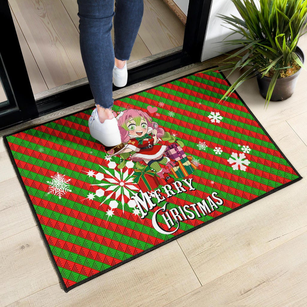 Demon Slayer Anime Door Mat - Merry Christmas Mitsuri Chibi Xmas Sweet Girl Door Mat Home Decor