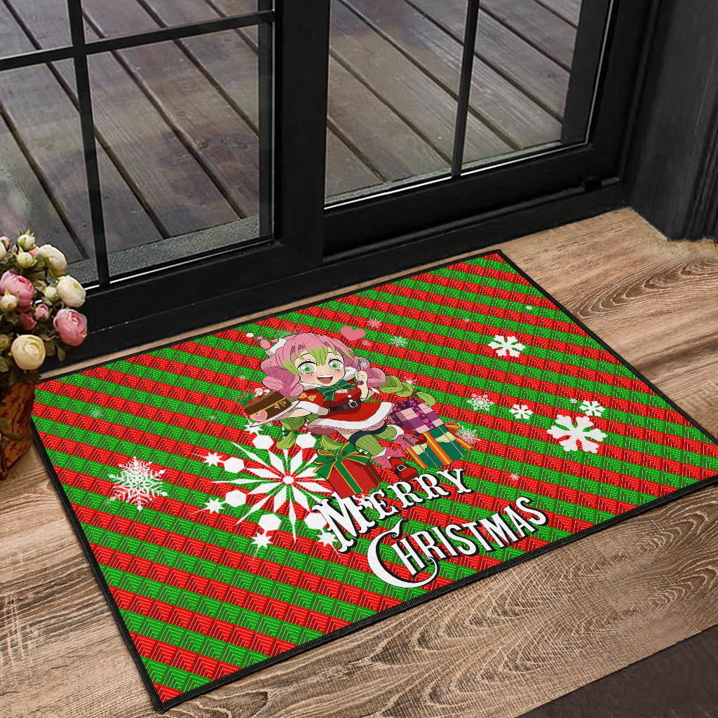 Demon Slayer Anime Door Mat - Merry Christmas Mitsuri Chibi Xmas Sweet Girl Door Mat Home Decor