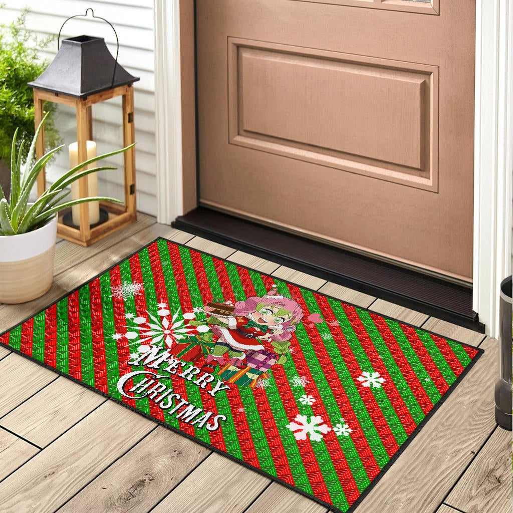 Demon Slayer Anime Door Mat - Merry Christmas Mitsuri Chibi Xmas Sweet Girl Door Mat Home Decor