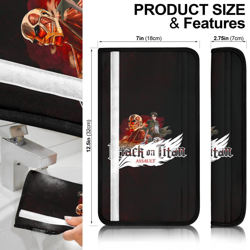 Attack On Titan Anime Seat Belt Covers AOT Levi Ackerman Titan Transforming Red Smoking Belt Covers
