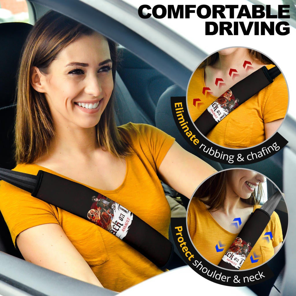 Attack On Titan Anime Seat Belt Covers AOT Levi Ackerman Titan Transforming Red Smoking Belt Covers
