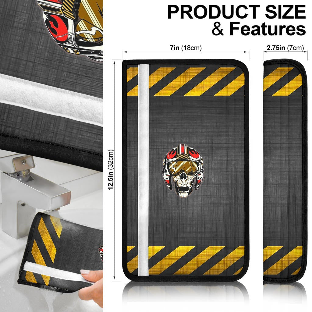 Skull Seat Belt Covers - Skull Wearing Helmet Moto Racing Belt Covers