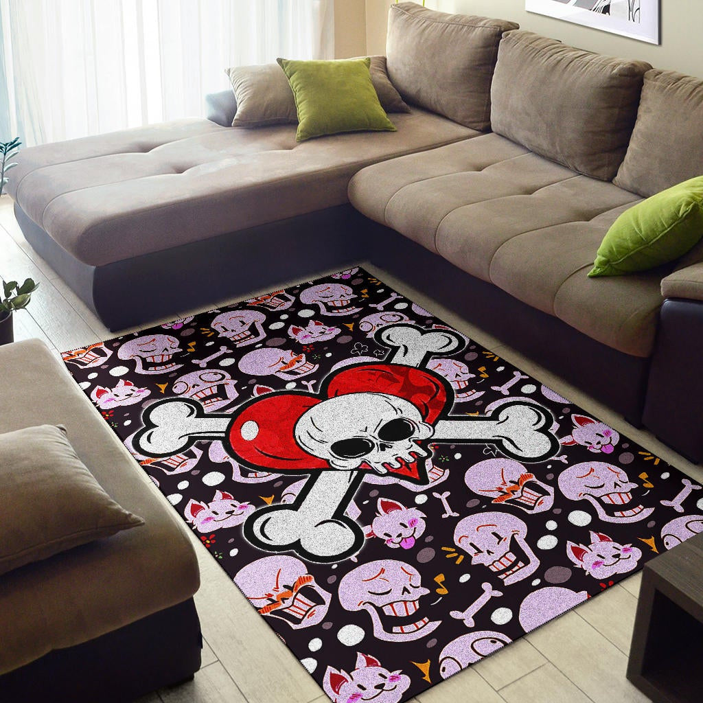 Skull Area Rug - Love In Your Bones Funny Skull Emotions Patterns Valentine Rugs Home Decor